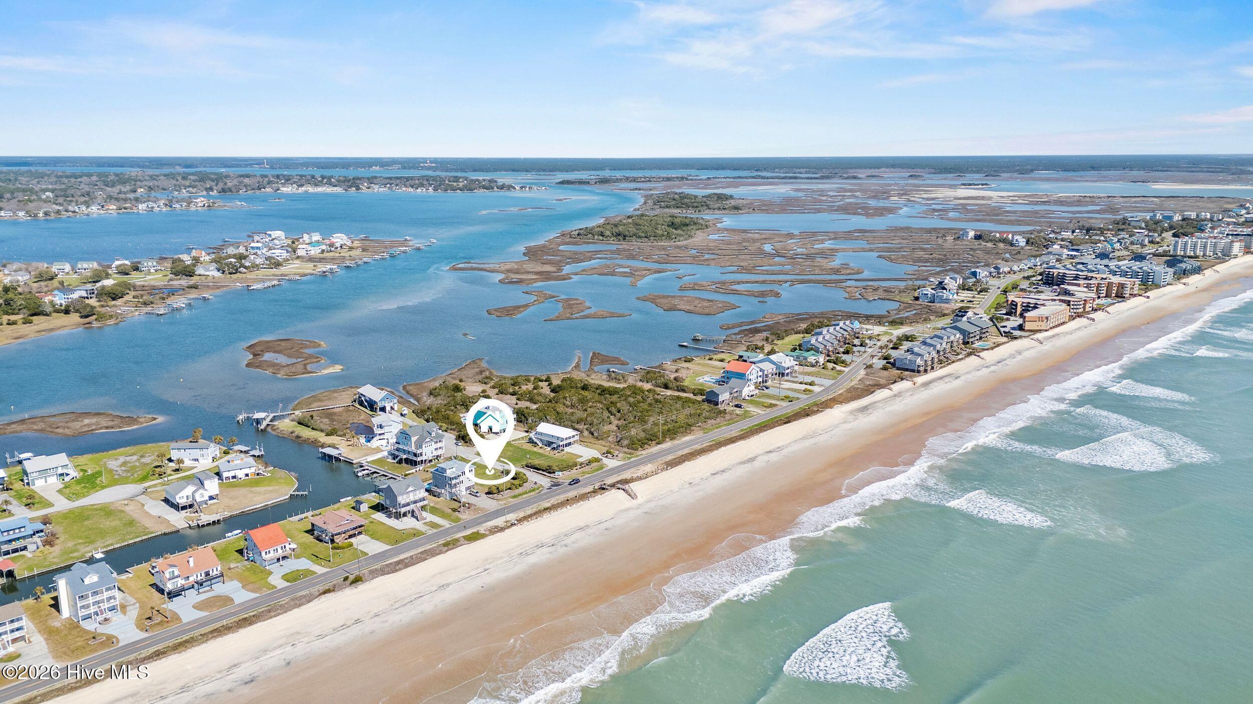1687 New River Inlet Road North Topsail Beach, NC 28460 - Photo 8 of 11 Aerial View with Ocean and Intracoastal Waterway