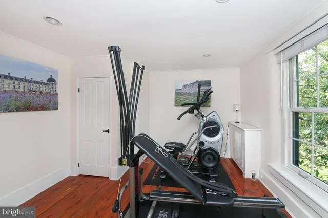 a view of a room with gym equipment