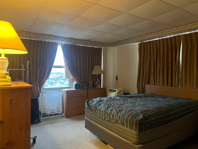 a view of city from a balcony