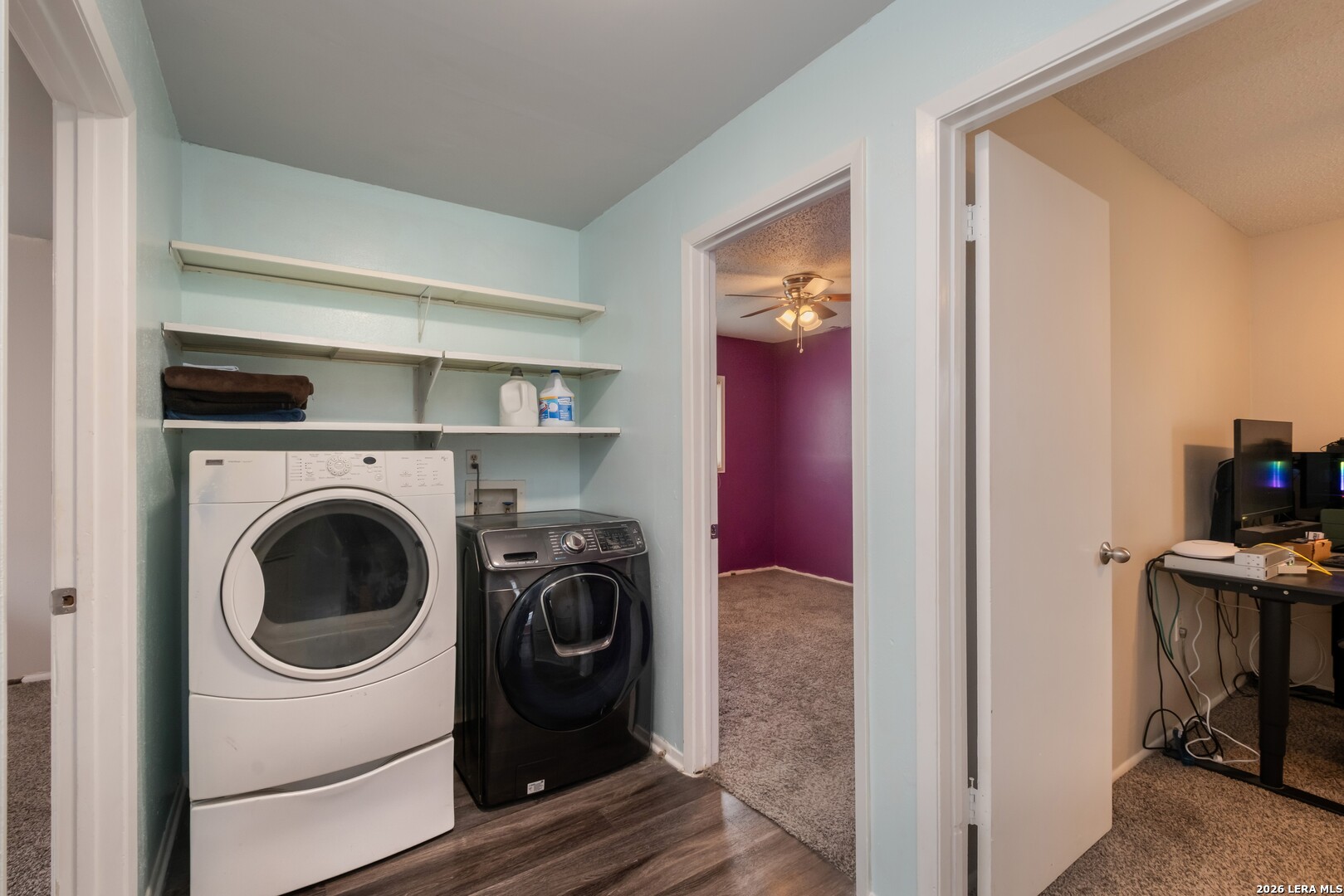 113 Friendswood Path Universal City, TX 78148 - Photo 21 of 30 a utility room with dryer washer and a view of living area