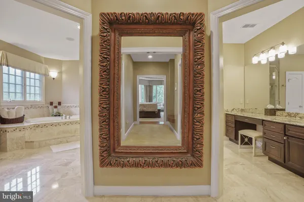 a view of a balcony with wooden floor