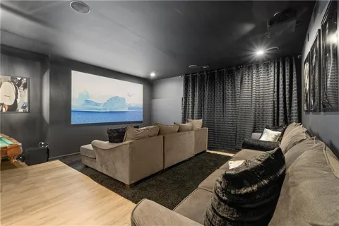 a view of a swimming pool with a mountain