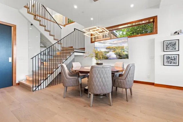 a view of a terrace with chairs