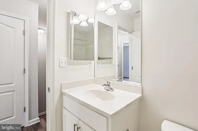 a bathroom with a sink a mirror and a toilet