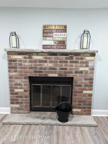 a close view of a fireplace