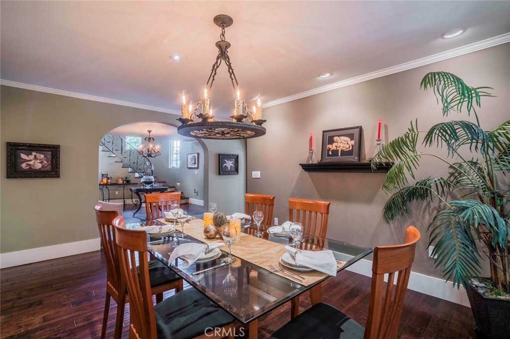 2515 Boulder Road Altadena, CA 91001 - Photo 18 of 51 a view of a dining room with furniture wooden floor and chandelier