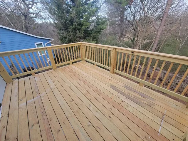 a view of wooden deck