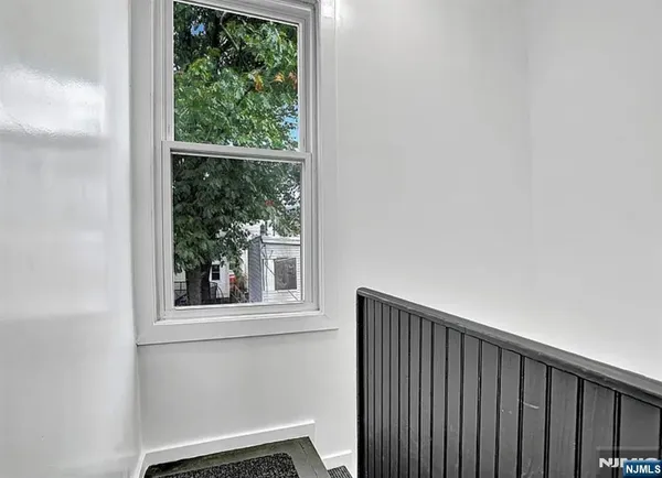 a view of a small space with a window