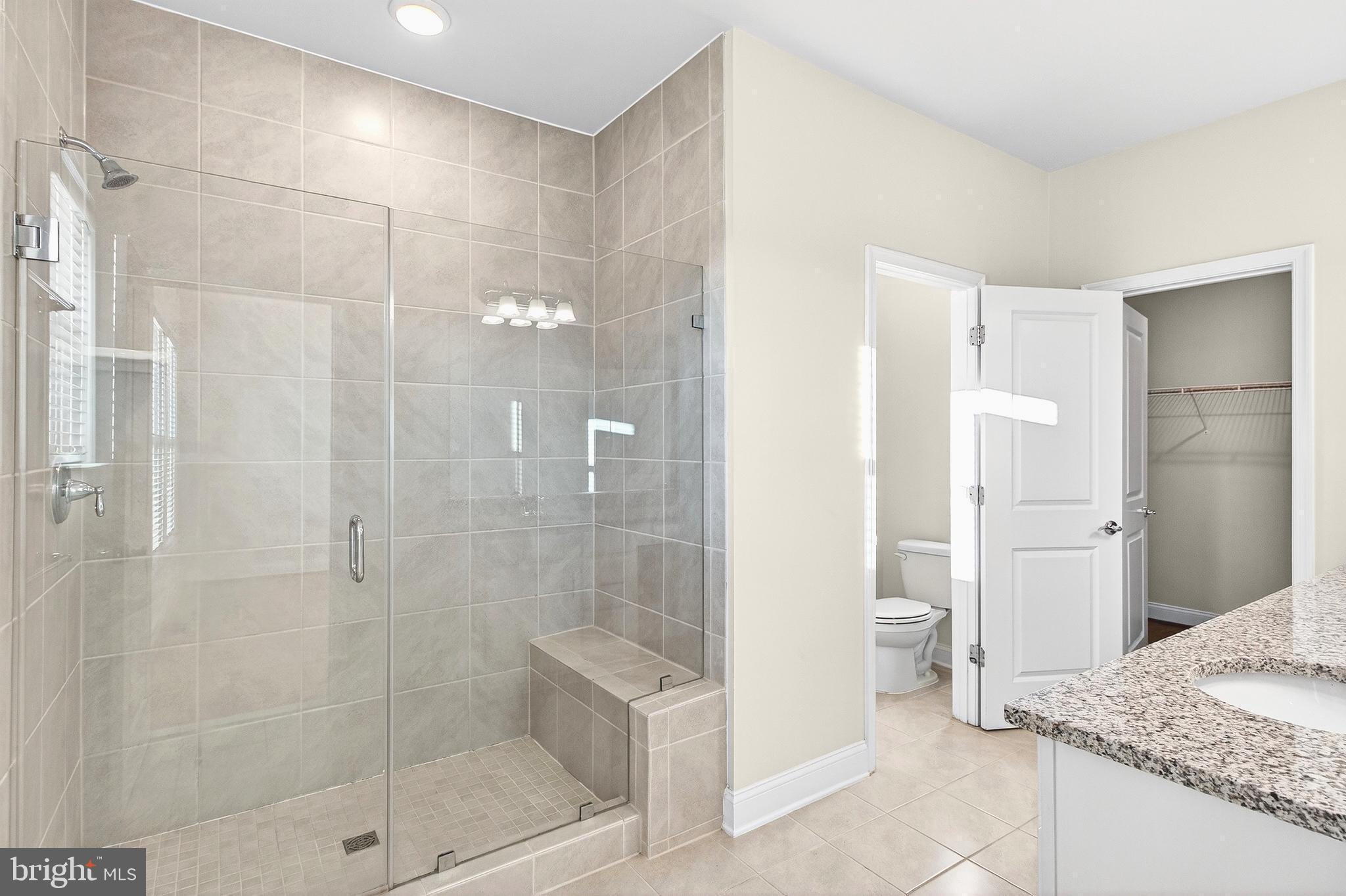 17161 Branched Oak Road Dumfries, VA 22026 - Photo 16 of 28 a bathroom with a granite countertop shower a mirror and a sink