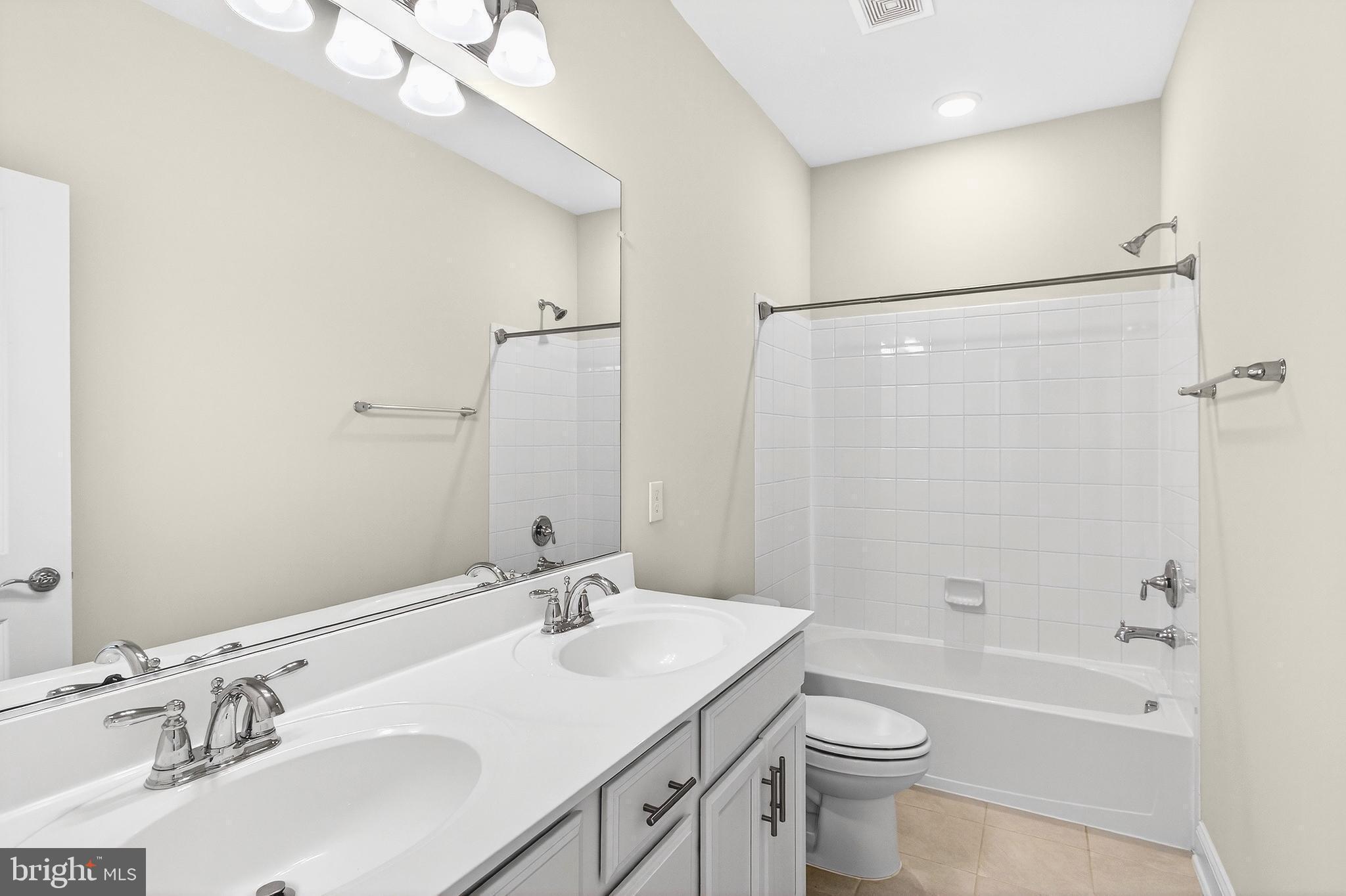 17161 Branched Oak Road Dumfries, VA 22026 - Photo 17 of 28 a bathroom with a sink a toilet a mirror and shower