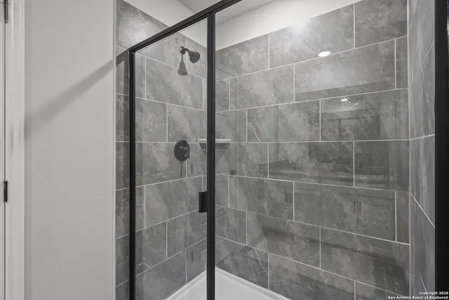 a bathroom with a shower