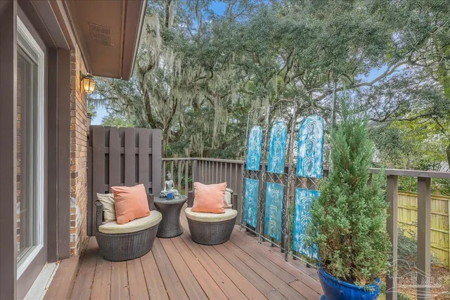 a outdoor view with a seating space