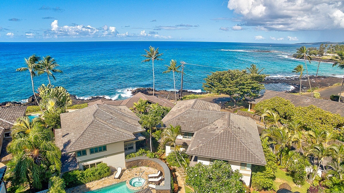 1871 Pe'e Road, Unit 2 Koloa, HI 96756 - Photo 2 of 25 an aerial view of a house with garden space and ocean view
