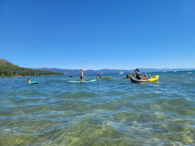 a view of a lake with a mountain in the background