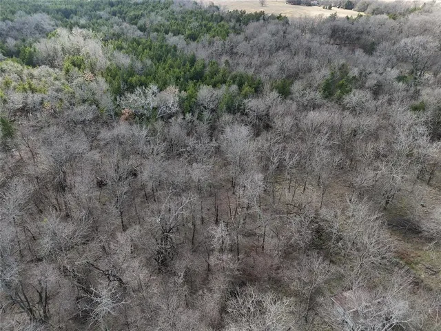 a view of a field with trees in background