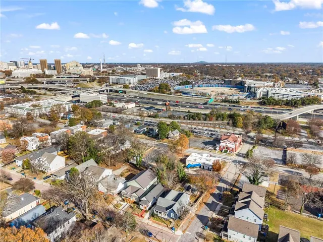 an aerial view of a city