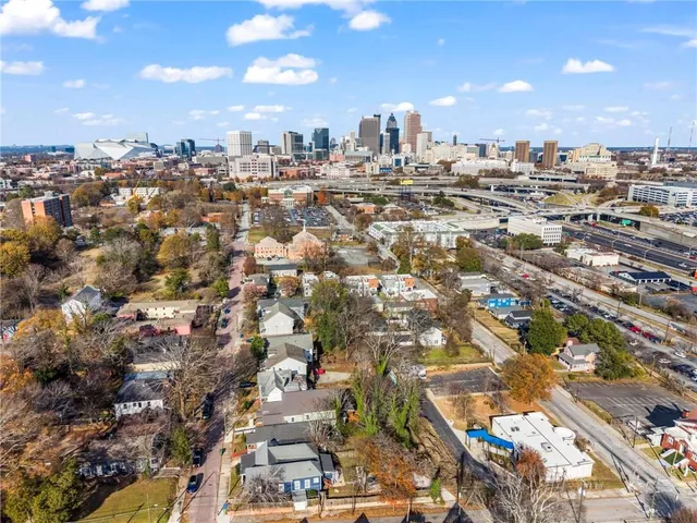 an aerial view of a city