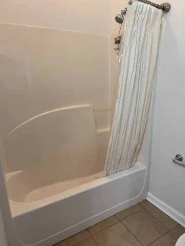 a bathroom with a bathtub