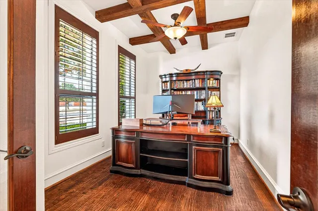 a view of room with stairs and wooden floor