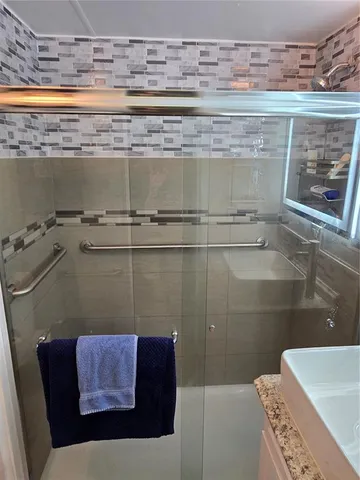 a bathroom with a bathtub