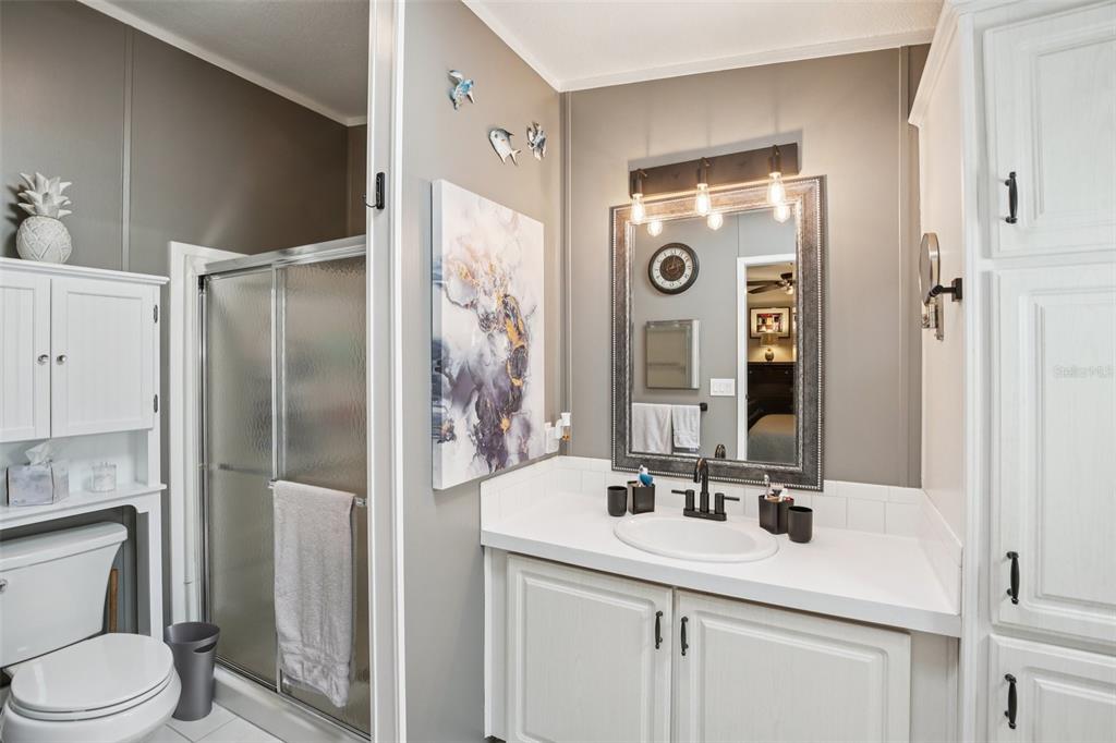 358 Lake Way Oldsmar, FL 34677 - Photo 28 of 48 a bathroom with a sink a toilet and shower