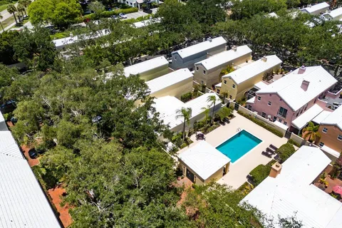 an aerial view of residential house with outdoor space