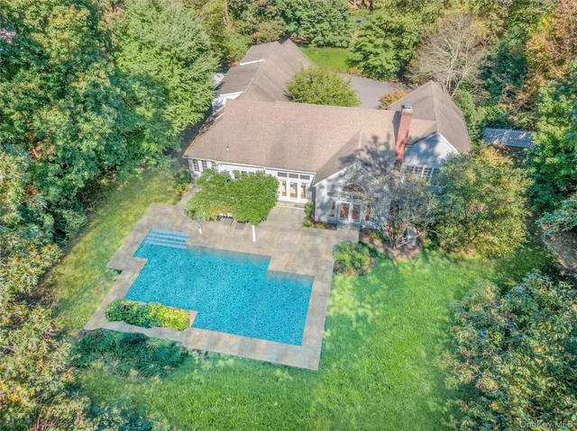 an aerial view of a house