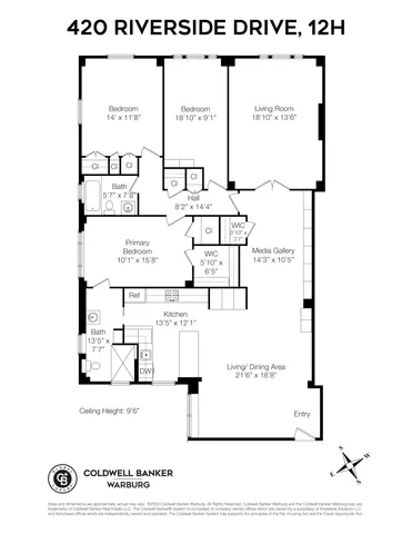 $2,325,000 | 420 Riverside Drive, Unit 12H | Morningside Heights