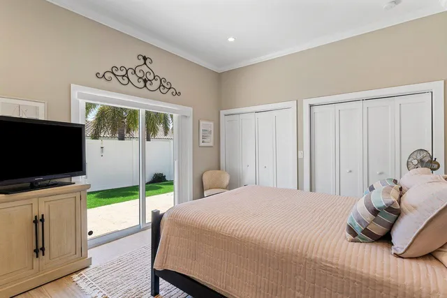 a view of a lake with a big yard