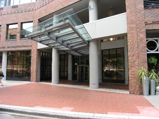 a view of a brick building with a outdoor space