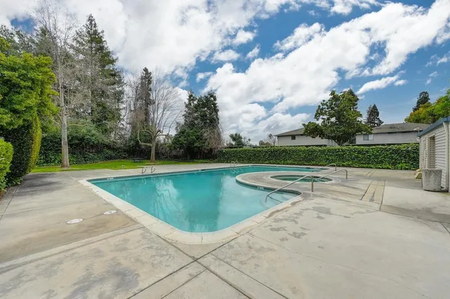 a view of a golf course with a garden