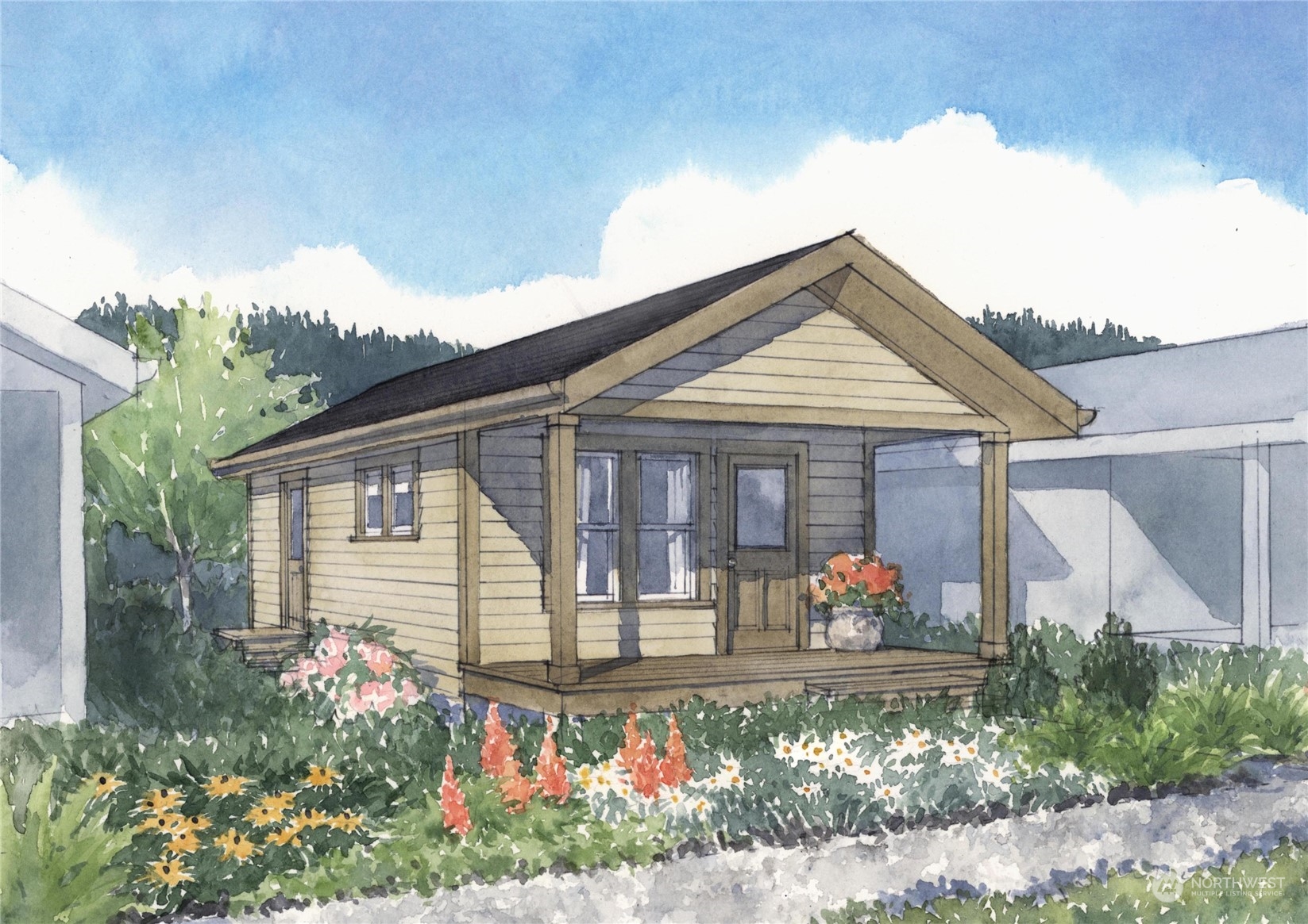 a front view of a house with garden