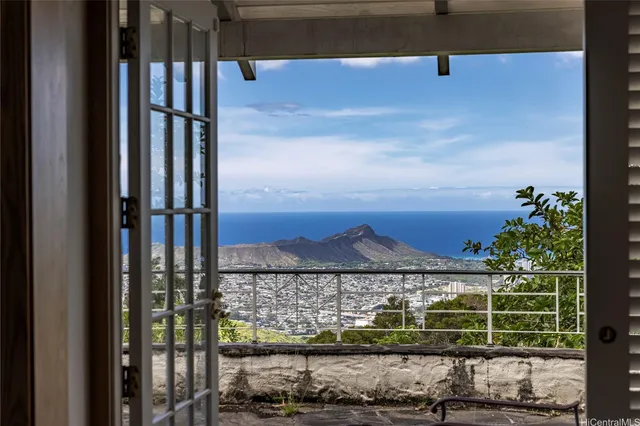 a view of a glass door