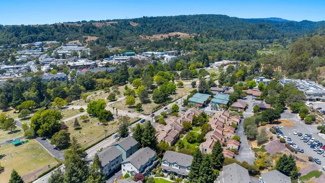 an aerial view of a city with lots of residential buildings