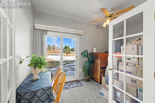 a view of an entryway with wooden floor and a potted plant