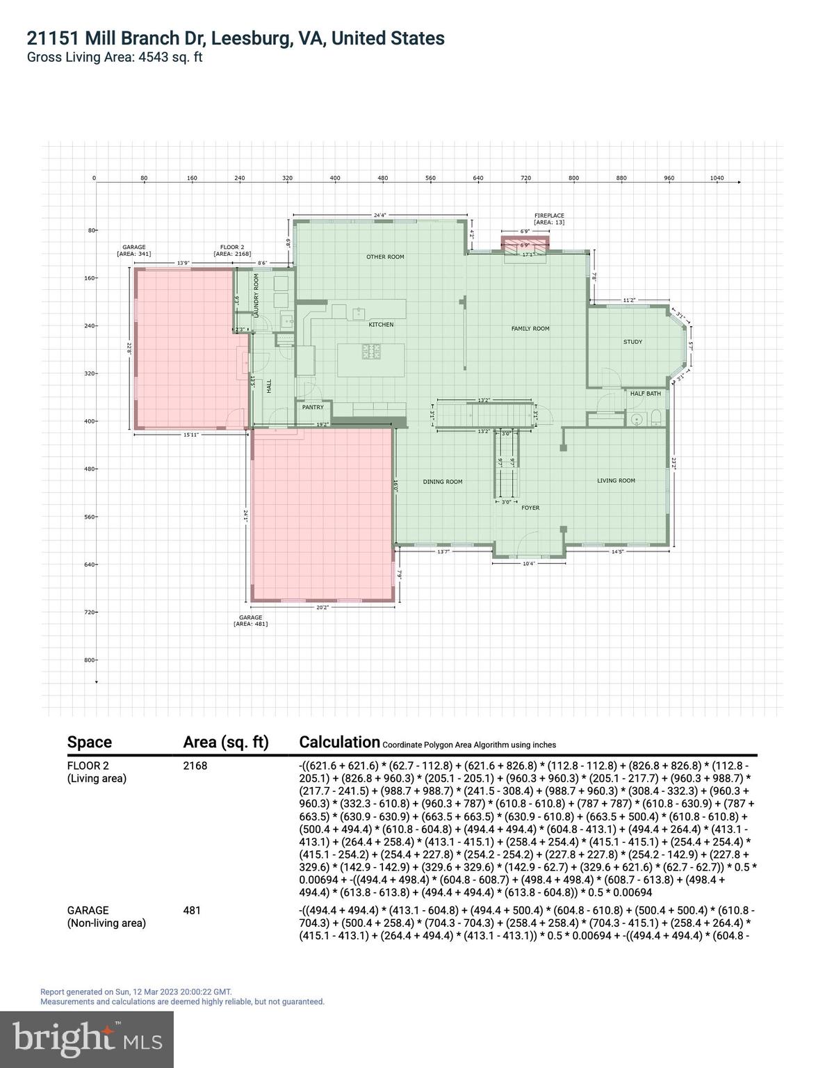 21151 Mill Branch Drive Leesburg, VA 20175 - Photo 117 of 132 Square Footage Report