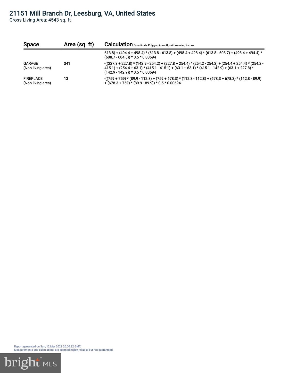 21151 Mill Branch Drive Leesburg, VA 20175 - Photo 120 of 132 Square Footage Report