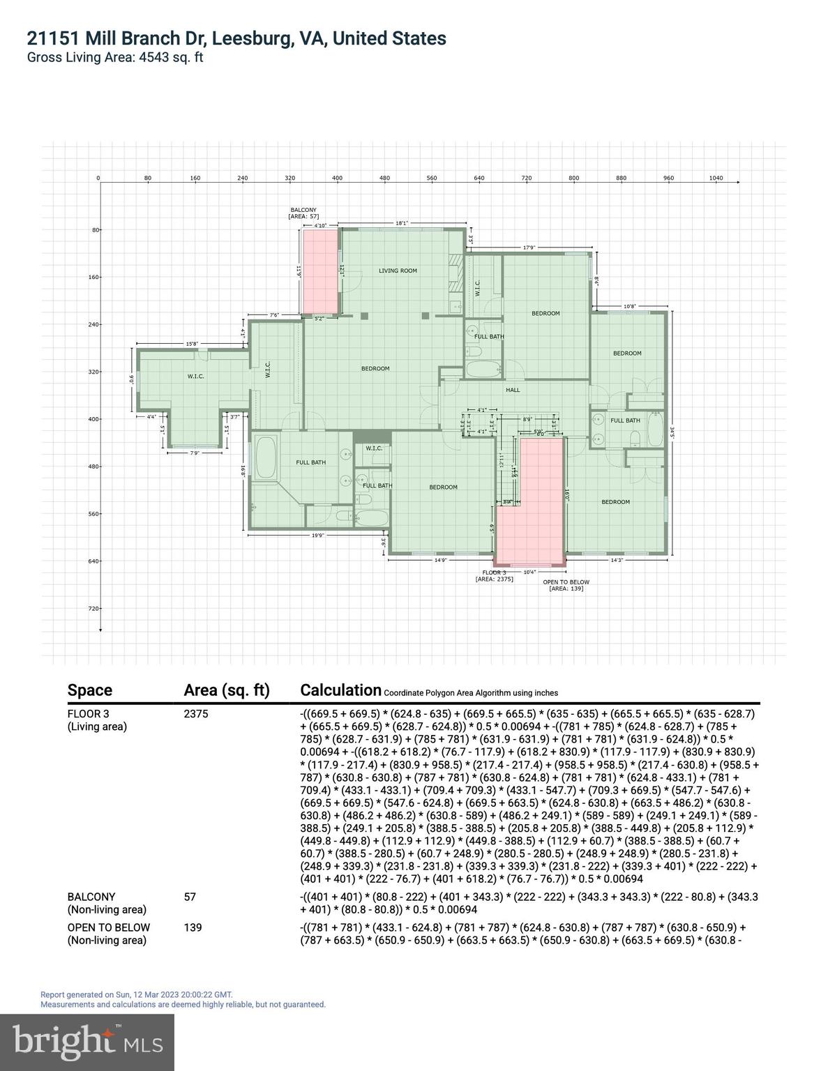 21151 Mill Branch Drive Leesburg, VA 20175 - Photo 121 of 132 Square Footage Report