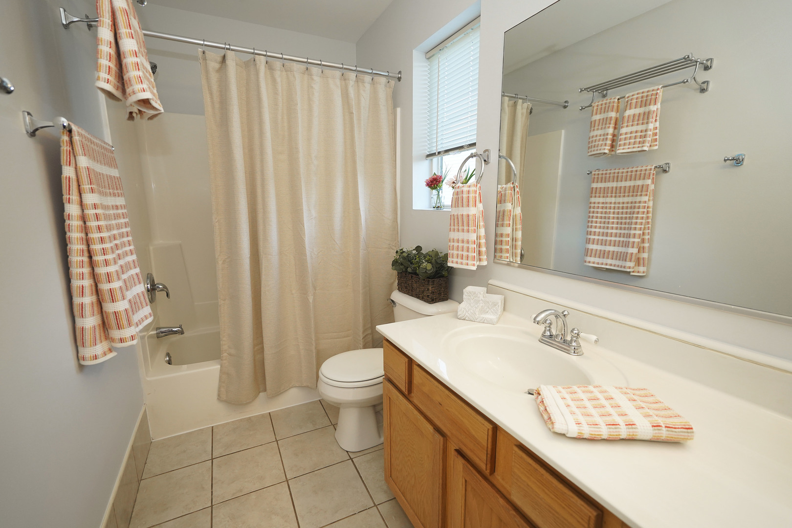 24300 White Oak Drive Plainfield, IL 60585 - Photo 22 of 32 a bathroom with a sink a toilet and shower curtain