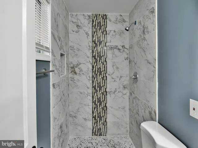 a bathroom with a shower toilet and a shower