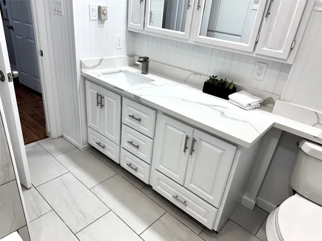 a bathroom with a sink and a toilet