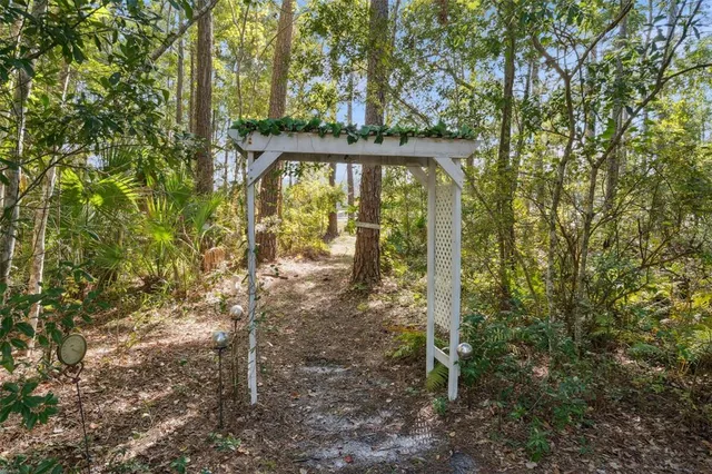 a view of a yard with an outdoor space