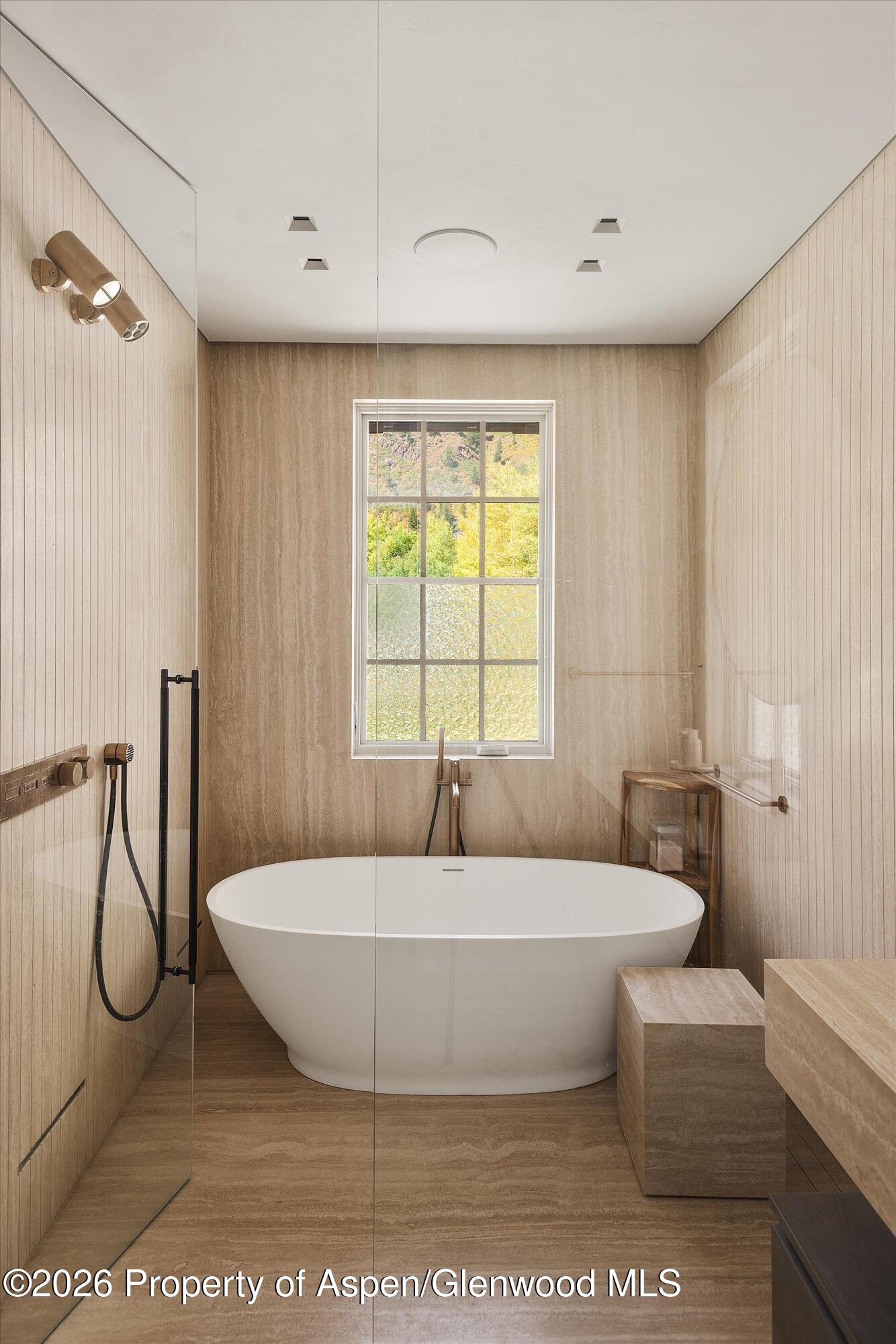 5387 Castle Creek Road Aspen, CO 81612 - Photo 13 of 25 a white bath tub sitting in a bathroom next to a window