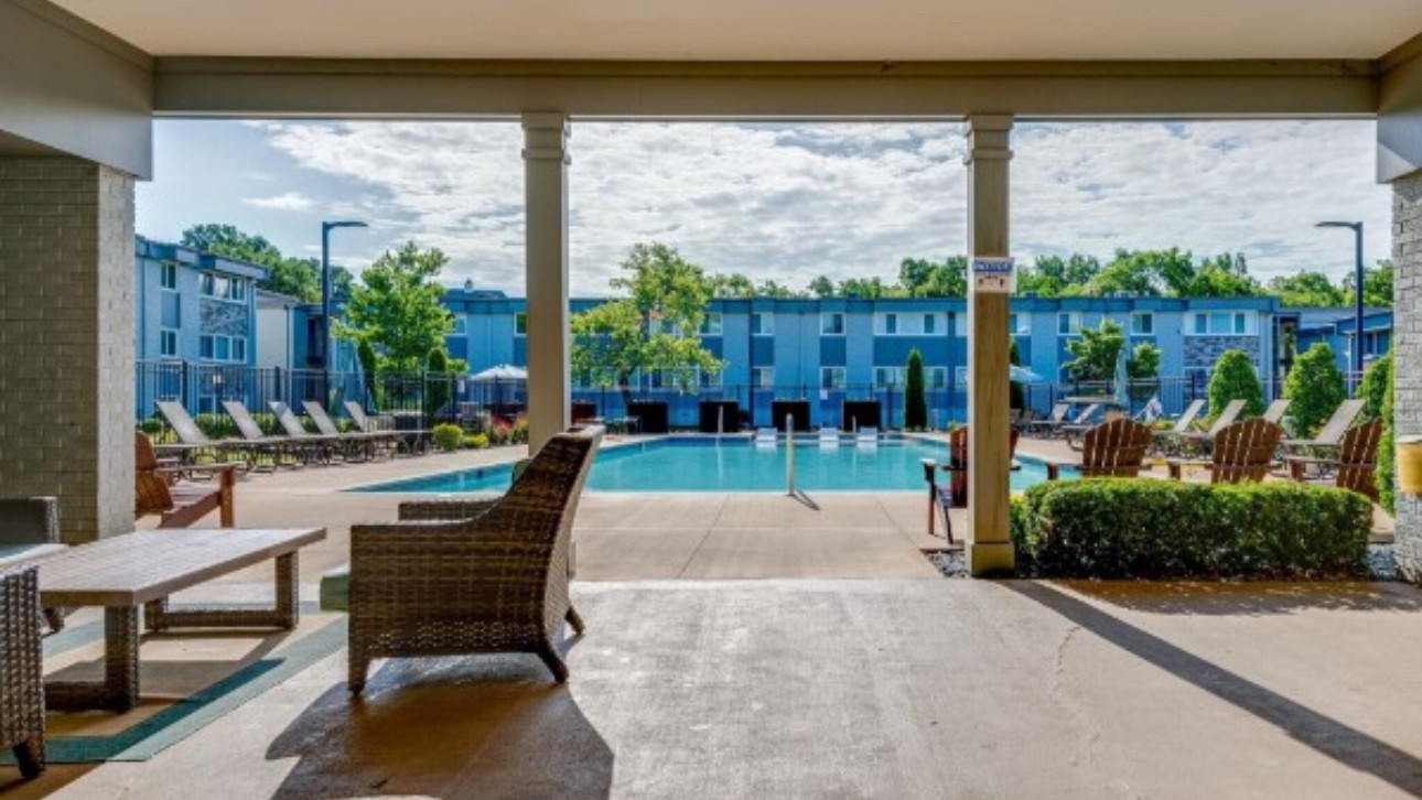 1900 Richard Jones Road, Unit R1 Nashville, TN 37215 - Photo 26 of 29 a swimming pool with outdoor seating and a yard