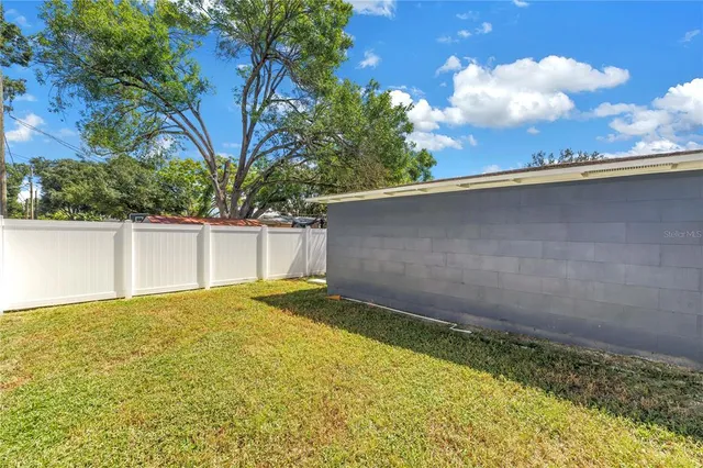 a view of backyard and tree