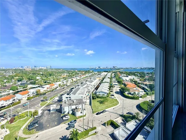 a view of city from a balcony