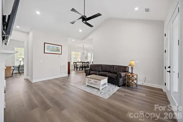 a living room with furniture