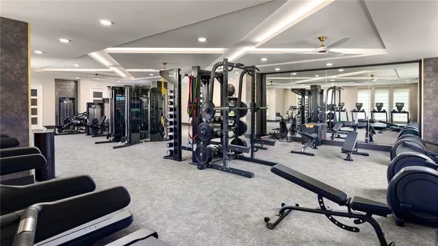 a view of a room with gym equipment