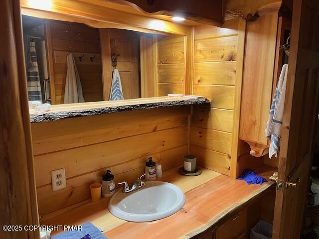 Undisclosed Address Dingmans Ferry, PA 18328 - Photo 13 of 22 a bathroom with a sink and a mirror