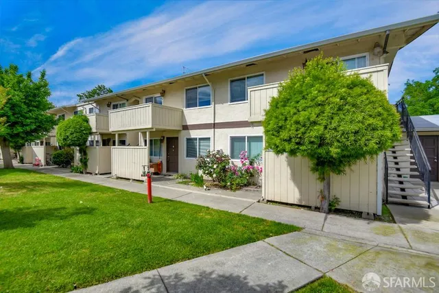 a front view of a house with a garden and plants